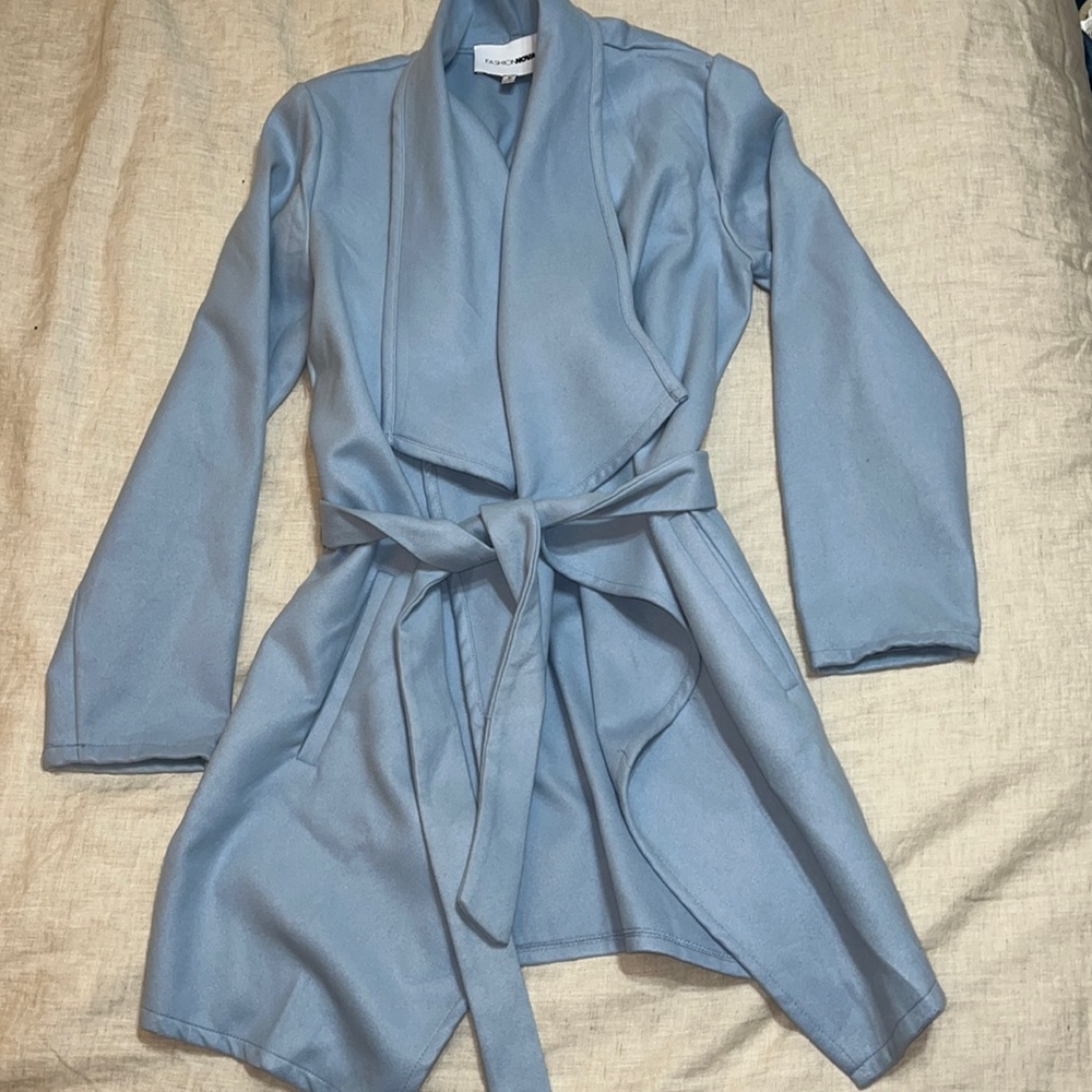 Blue trench coat